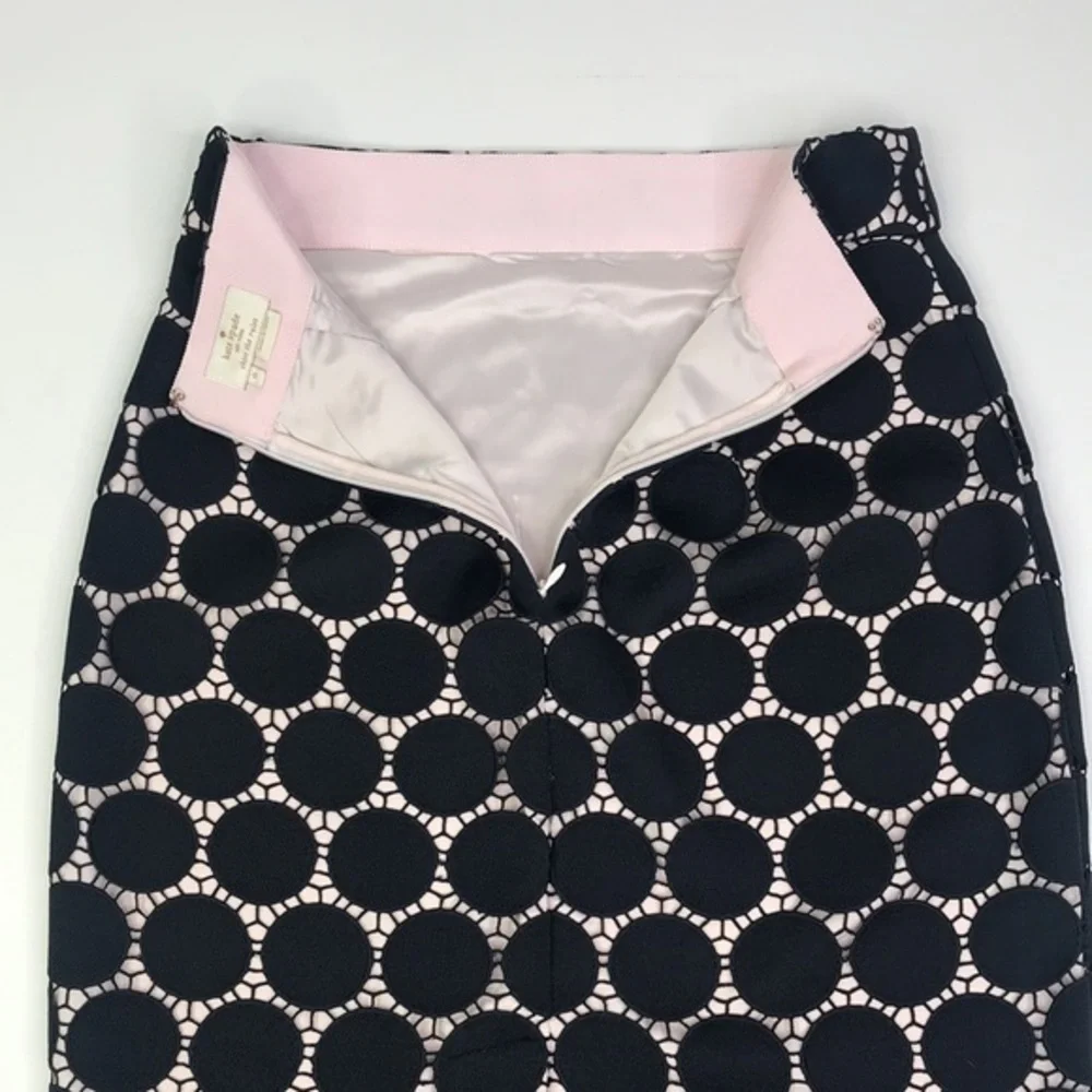 KATE SPADE Navy Pink Lace Pencil Skirt sz 0 - Picture 4 of 10